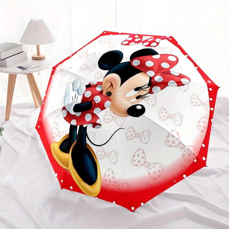 1pc Minnie Mouse Automatic Folding Umbrella - Portable Foldable Design with 8 Ribs, Durable Plastic & Iron Frame, Outdoor Umbrella Yy250731046