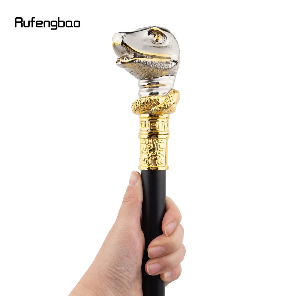 Golden White Snake Cobra Gentleman Walking Cane Fashion Walking Stick Gentleman Crosier Knob Walking Stick 92cm