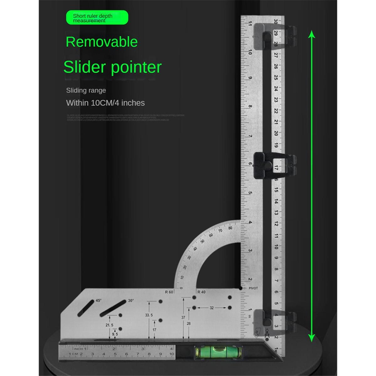 12-Inch Combination Square, Inch/Metric Metal Combo Square, Accurate Woodworking Measure Square NONE