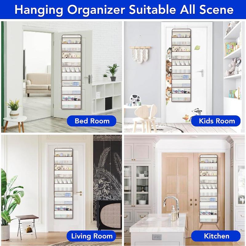 Over the Door Organizer Storage 5 Shelf Hanging Door Organizer with 5 Large Capacity Pockets for Bedroom Bathroom 1pcs