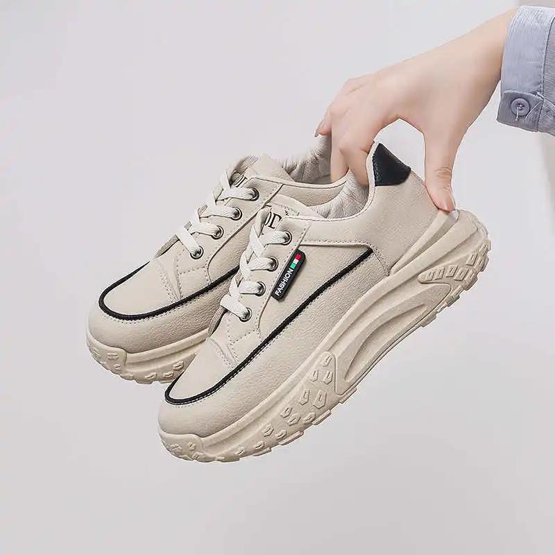 Fashion Height Increasing Normal Leather Tennis Female Shoes Brands For Woman Colorful Sneakers Sports Casuals Overseas Trending