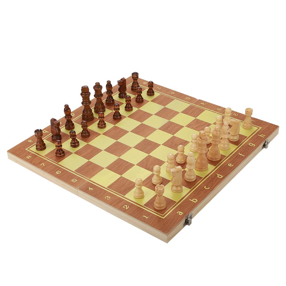 Portable Wooden Chessboard Folding Board Chess Game For Party Family Activities (39*20*4cm)