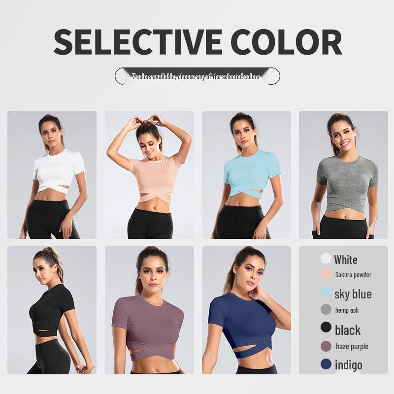 Women's Slim-Fit Quick-Dry Breathable Cropped Yoga Fitness T-Shirt (Style WA56)