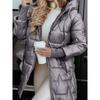 New European and American Foreign Trade Cross-Border Hood Cotton-padded Jacket Mid-Length Zip-up Windproof Sleeve Cotton-Padded Coat Cotton Coat