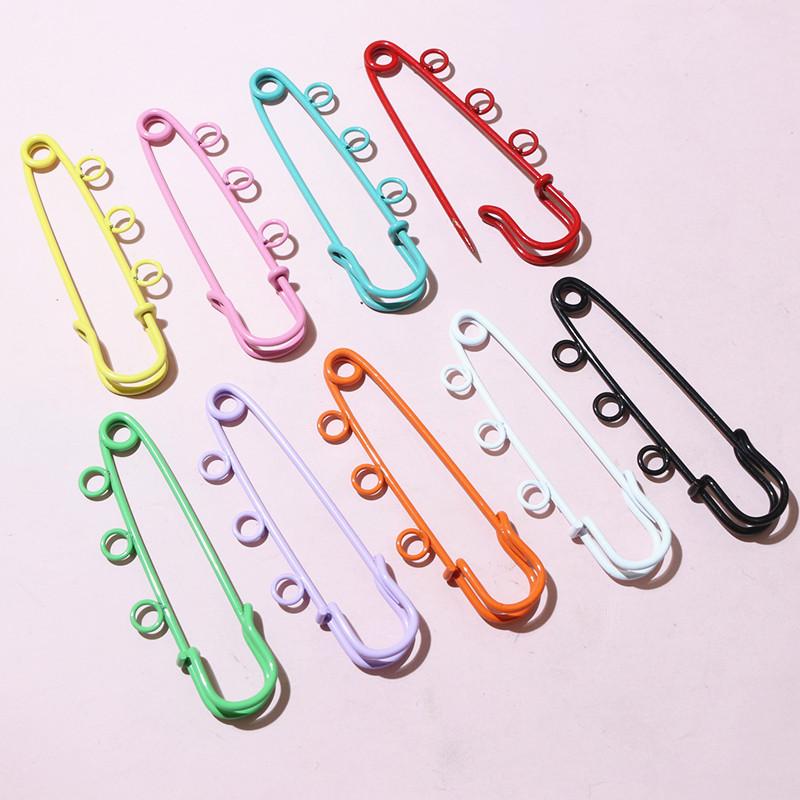 10pcs 50x16mm Safety Pins Brooch Metal Sewing Pins Clothes Pins with 3/5 Loops for Tags DIY Crafts Jewelry Making Findings