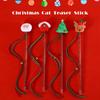 4pieces Cats Interactive Stick Toy Cute Tassels Wand Christmas Themed Colorful Cats Playing Teaser Toy Chaseing Toy