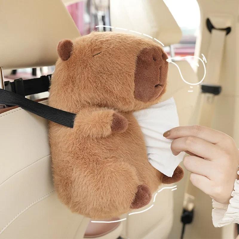 Auto Taschentuchboxen Capybara Plüsch Accessoires Auto Rücksitz Hängende Taschentuchtasche Box Plüschhalter Abdeckung Auto Spielzeug Innendekoration