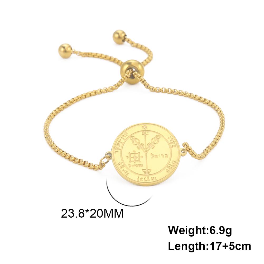Teamer Key of Solomon Pentacle Bracelet Stainless Steel Gold Color Bracelet Magical Astrology Jewelry Jupiter Sun Venus