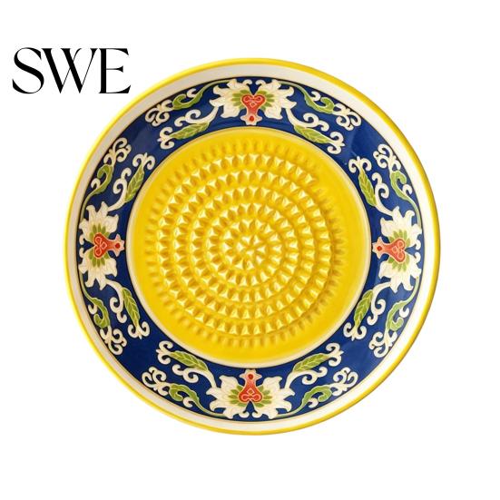 Grater Plate For Herbs Ceramic Garlic Grinder Bowl, Manual Ginger Fruit Zester Mixing Dish Dish, All-in-One Prep Serving Tray, Modern Minimalist