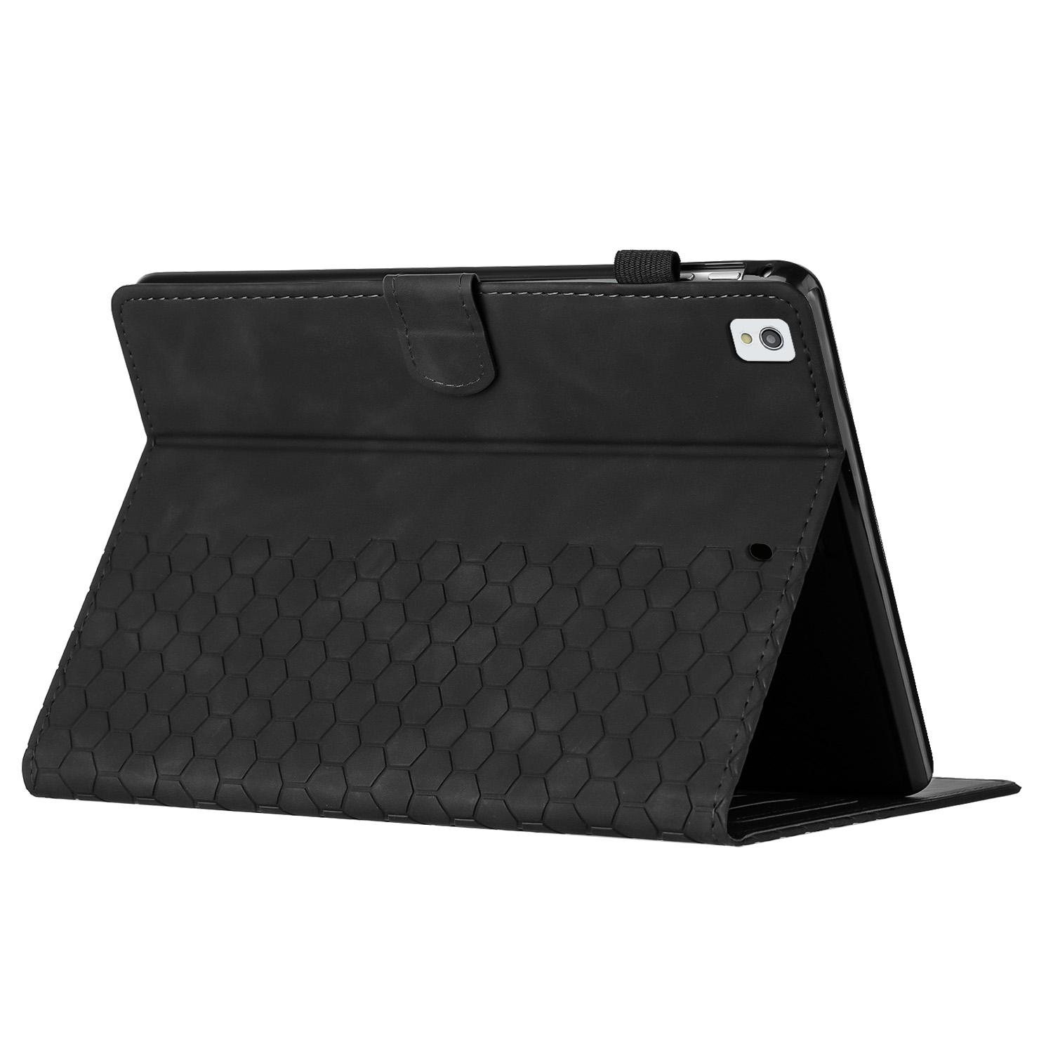 

For iPad 10.2 (2021)/(2020)/(2019) Case Honeycomb Printed Leather Tablet Cover with Card Slot Black
