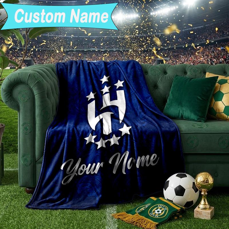 Custom Name Blanket Hilal FC Crest Blanket Bedding Blanket for Travel, Camping, Living Rooms, Offices, Sofas, Fan Christmas Gift