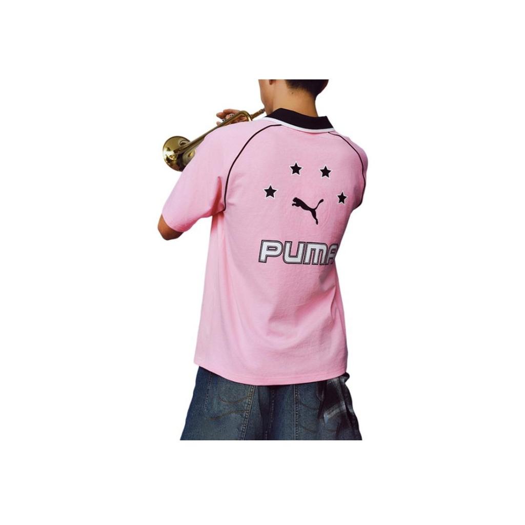 Puma Fashionable Versatile Soft Loose Short Sleeve Polo Shirt Unisex Polo Shirts Pink 633071-90