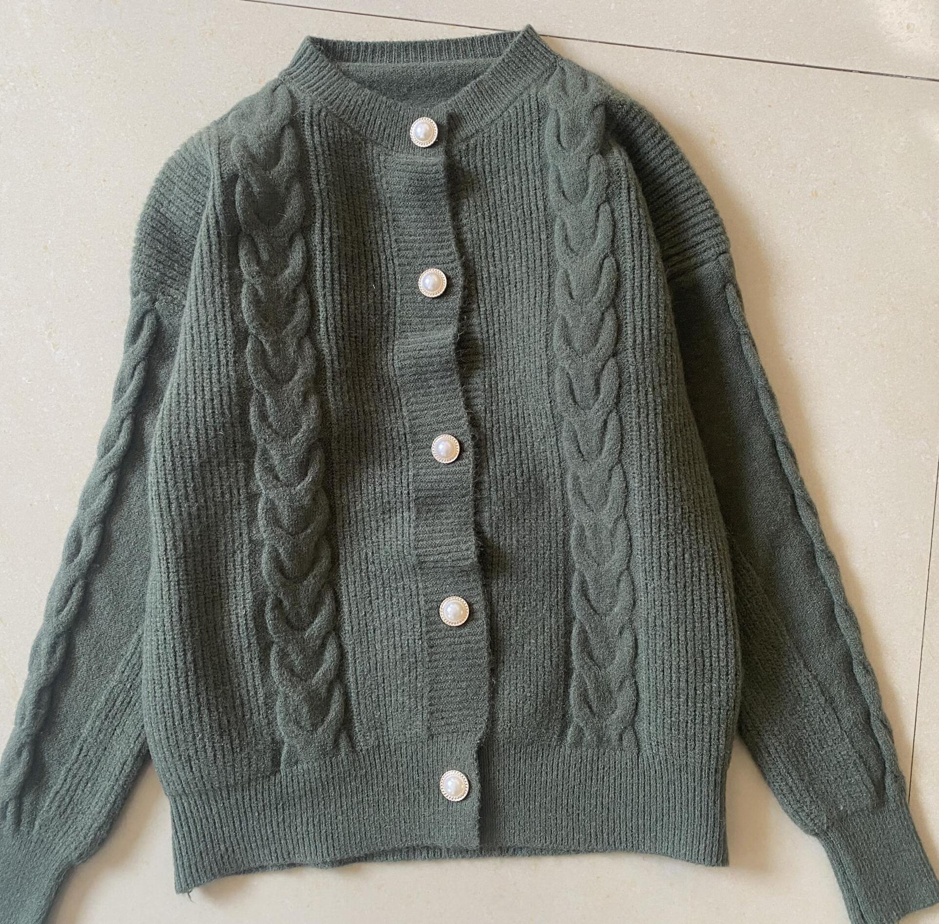 

GMXIA Нежный свитер с переплетением, женское пальто, осень и зима, свободный, мягкий, восковой темперамент, вязаный кардиган, женская мода One size темно-зеленого