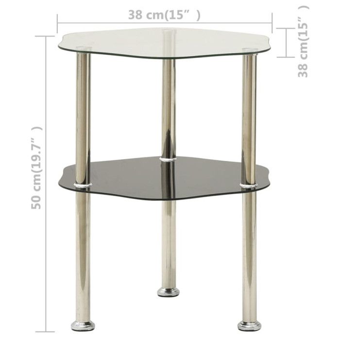 VidaXL Table 2 niveaux Transparent et noir 38x38x50 cm Verre trempé 322791