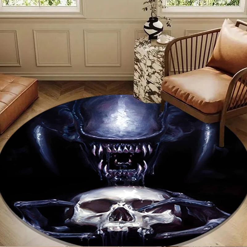Alien Artwork Round Mat, Anti-slip Circle Carpet Chair Rug For livingroom,Bedroom, Doormat Home Decor Gift Christmas Gifts