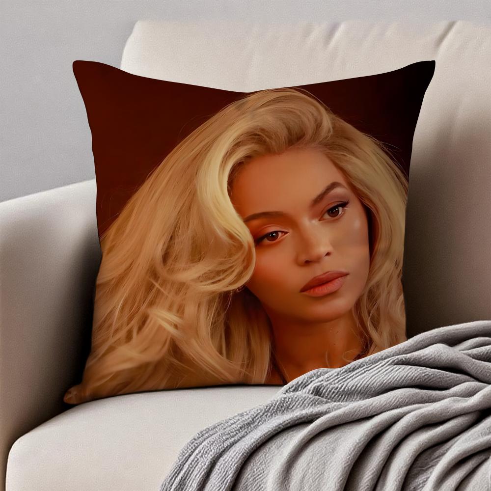 SINGER BBeyoncé Giselle Knowles Cushion Cover Pillowcase Antidustmite Invisible Zipper Short Plush Sofa Cushion