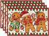 Gingerbread Candy Cane Christmas Placemats Set of 4, 12x18 Inch Seasonal Table Mats for Party Kitchen Dining Decoration