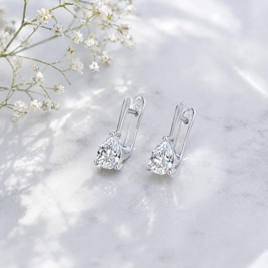 1 Pair Women Earrings, Cubic Zirconia Drop-Shaped Earrings, Ear-Buckle Closure Wedding Earrings, Anti-fade Earrings Jewelry