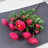 Multicolor Small Camellia Artifical Flower Silk Petals Floral Arrangement Decorative Flower Green Leaves Photo Props