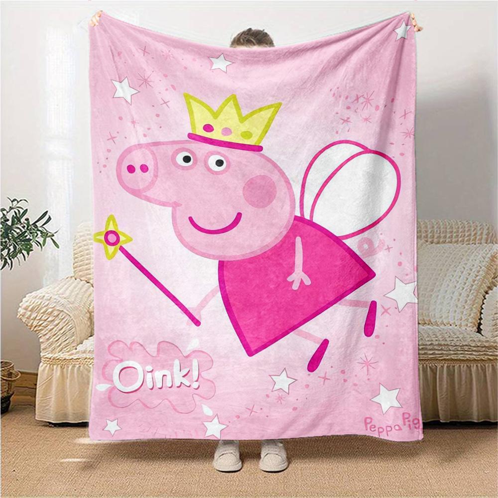 1Pc Peppa Pig Ice Cream Party Blanket For Couch Bed Plush Cozy Fuzzy Blanket Super Soft Warm Blankets For Fall And Winter 0918106