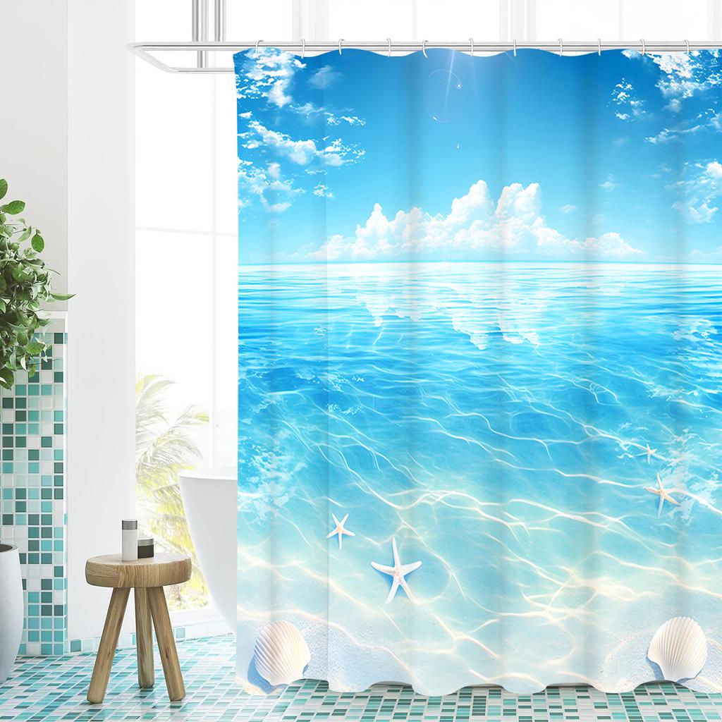Beach shells starfish Bathroom  Shower Curtain Waterproof fabric bathroom Curtain With 12 Hooks Sunflower Home Deco Free Ship