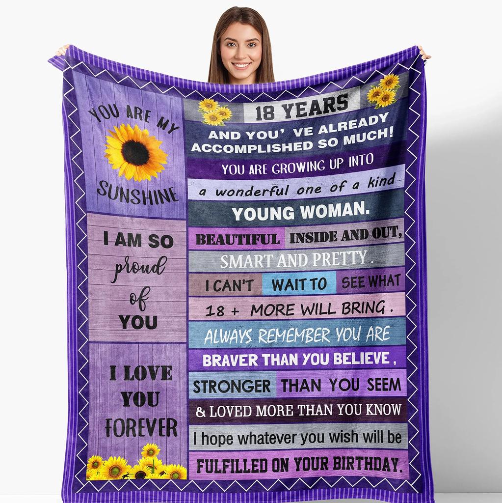 18th Birthday Gifts Ideas for Girls-Girls 18th Birthday Decor Blanket-Gift for 18 Year Old Girl-Gifts for Daughter Bestie Sister