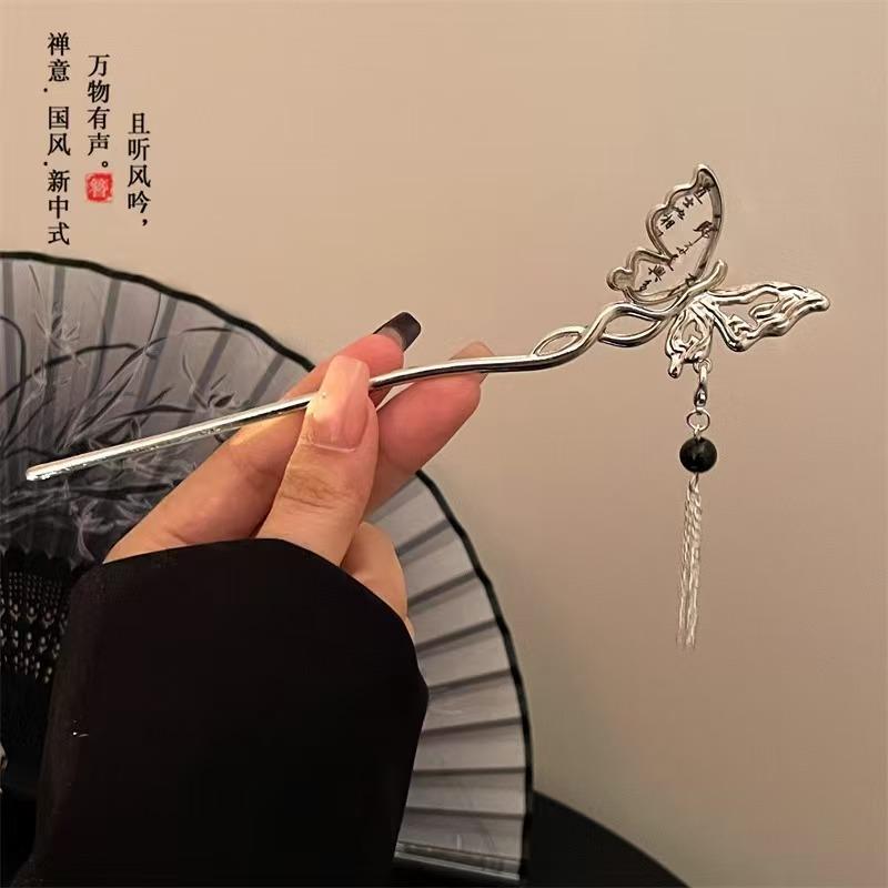 

Винтажные металлические заколки для волос в виде цветка и бабочки для женщин, элегантная палочка для волос в китайском стиле, аксессуары для волос для девочек, инструменты