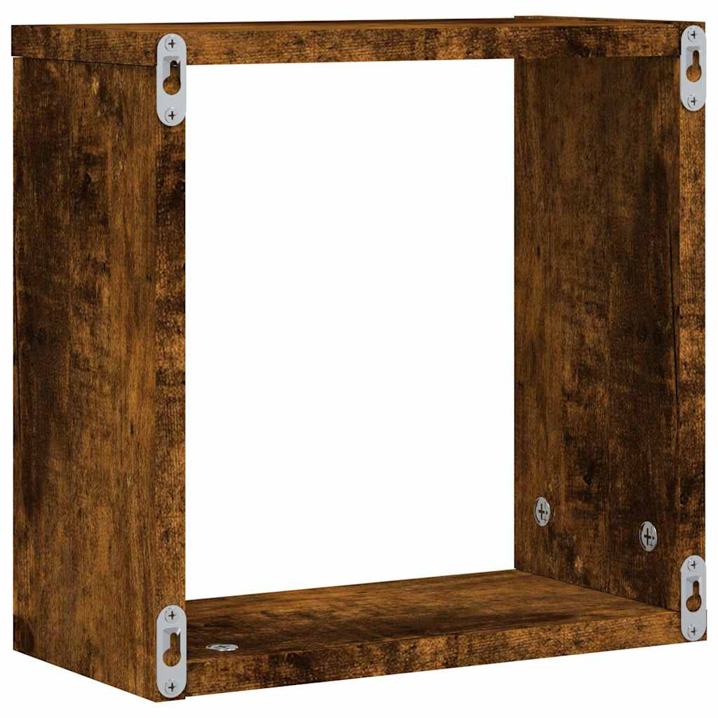 Cube Shelves (4 pcs) Smoked Oak 30 x 15 x 30 cm