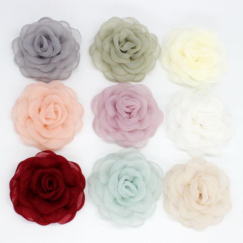Korean 3D Camellia Silk Organza Hair Clip, Peony DIY Fabric Rose, 6cm