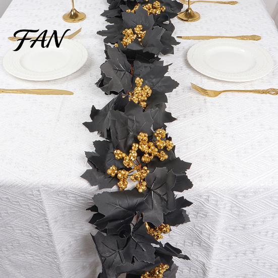 Fall Seasonal Decorations Halloween Artificial Maple Leaf Vine Decor, Wall Hanging Garland Indoor Outdoor for Party Scene, Spooky Thanksgiving