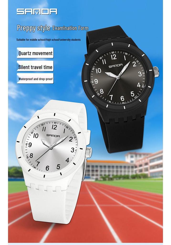 Sanda Wasserdichte Leuchtende Quarz-Armbanduhr - Einfaches Zeigerdesign für Schüler