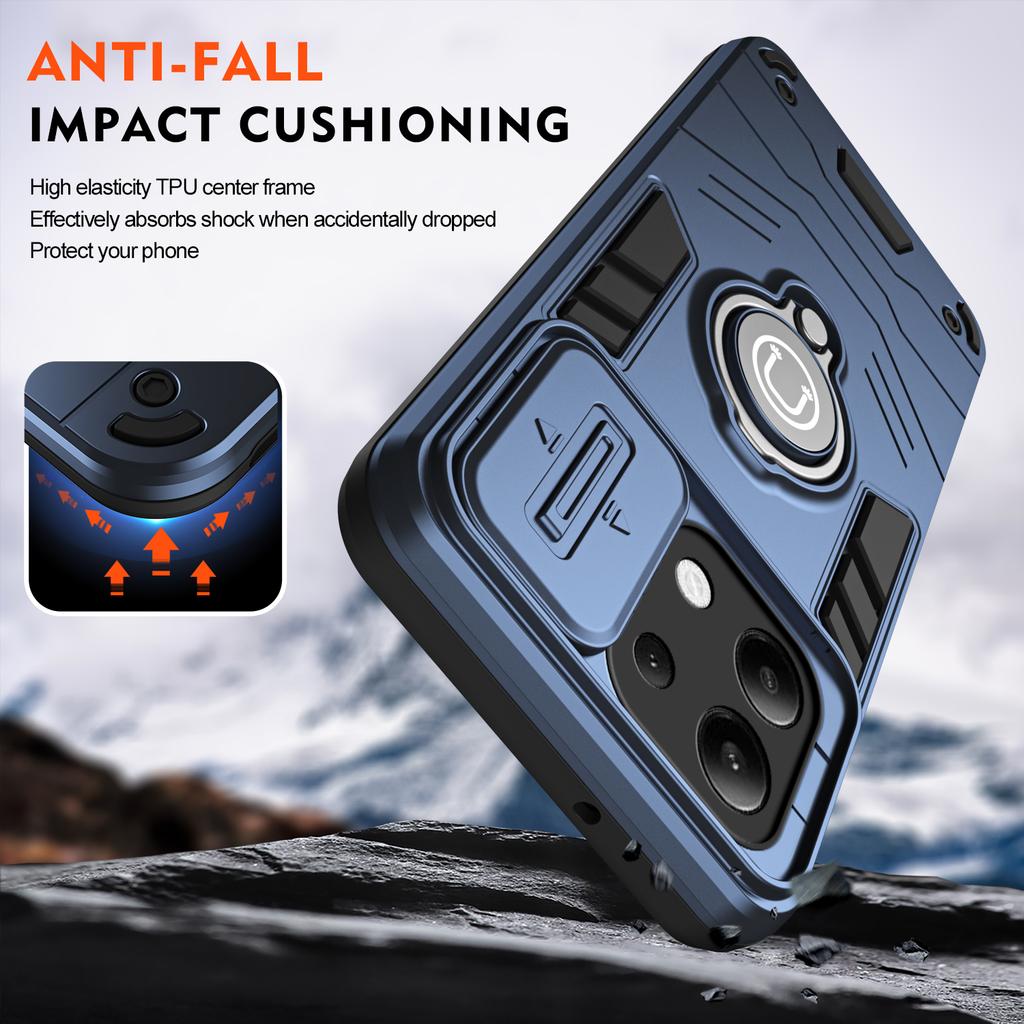 For Xiaomi Redmi Note 13 4G Case Armor Slide Camera Lens Protection Cover For Redmi Note13 Note 13 4G Ring Stand Cases
