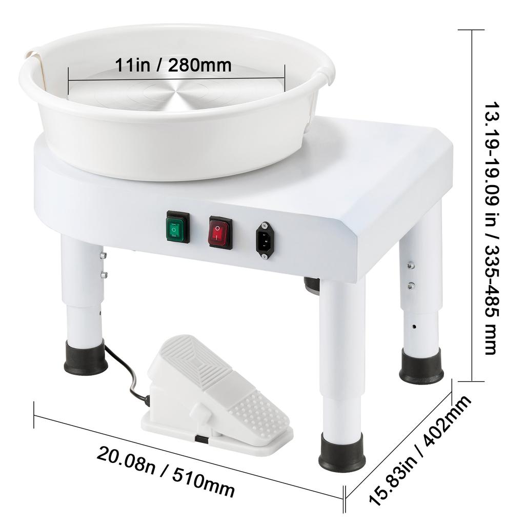 SucceBuy Pottery Wheel Ceramic Wheel Forming Machine Speed Adjustable Foot Pedal Adjustable Lift Leg Detachable Basin for Craft