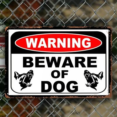 Beware of Dog Security Guard  Metal Tin Sign Unframed Warning Plaque for Home Decor