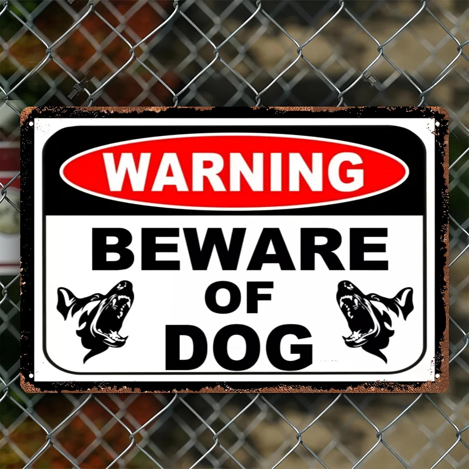 Beware of Dog Security Guard  Metal Tin Sign Unframed Warning Plaque for Home Decor 20x30cm