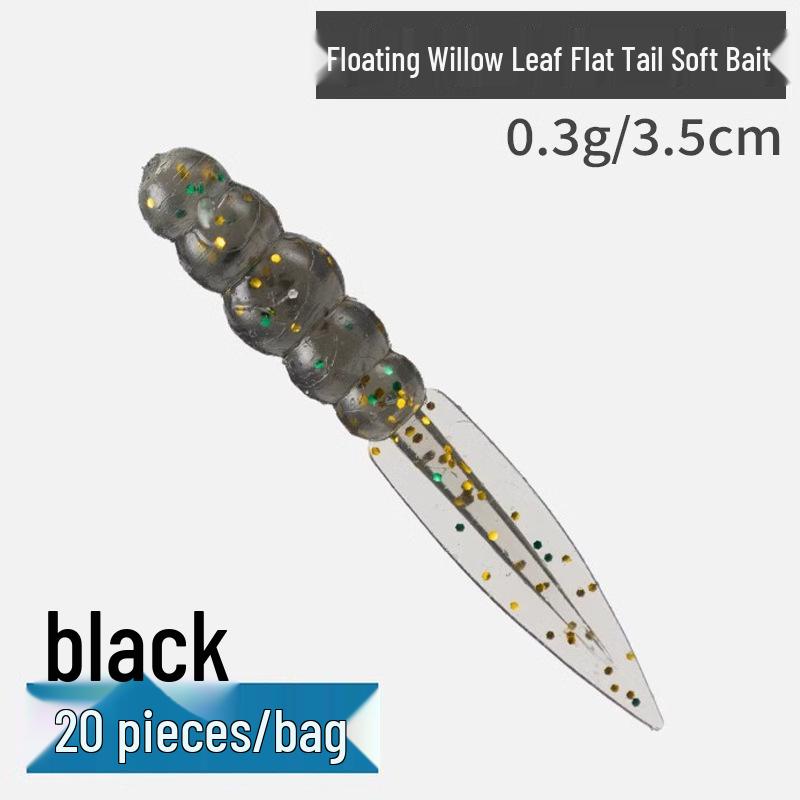 

Willow Leaf Floating Soft Bait: Fishy Flavor Flat Tail Worm with Lead Head Hook