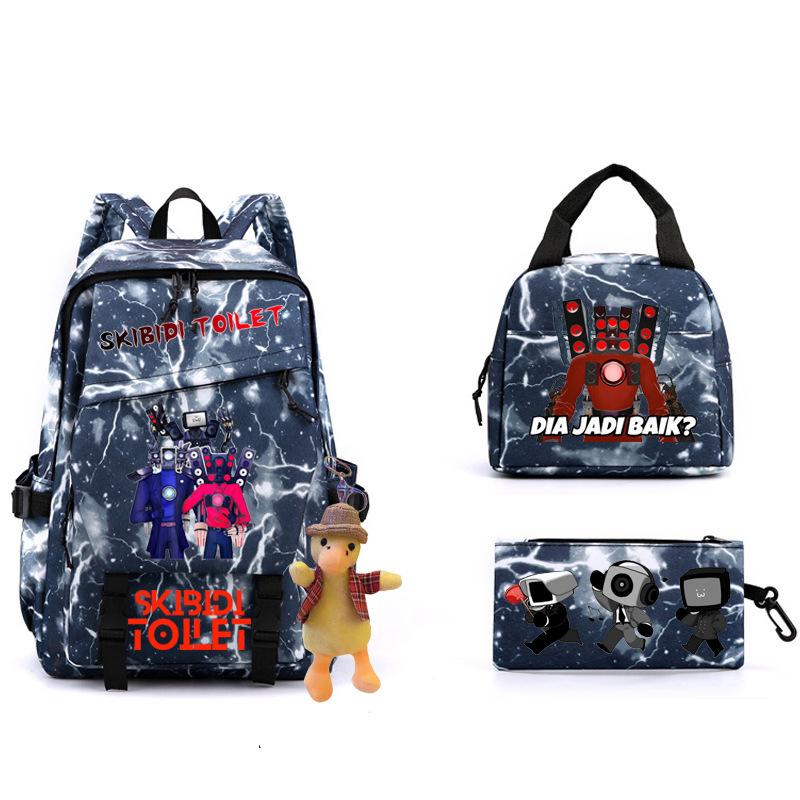 New Skibidi Toilet Man Spoof School Bag Elementary School Backpack Satchel Pencil Case