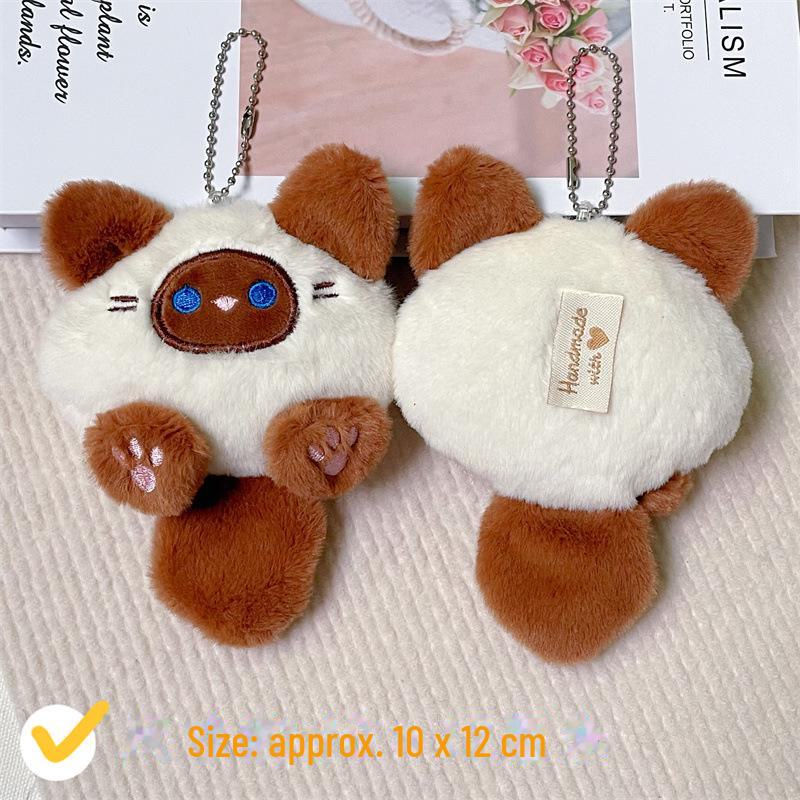 Cartoon Cat Plush Doll Brooch & Student Bag Charm