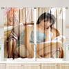 2 pieces of pure and innocent beauty model printed curtains, pole bag home decoration, room decoration