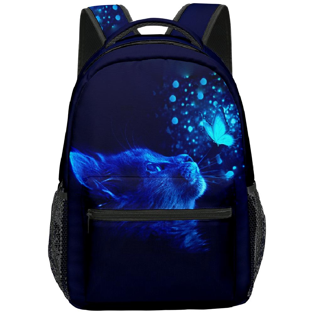 Cartoon Novelty Kpop Youthful School Bags Unisex Cat Pattern Travel Bags 3D Print Oxford Waterproof Notebook Shoulder Backpacks