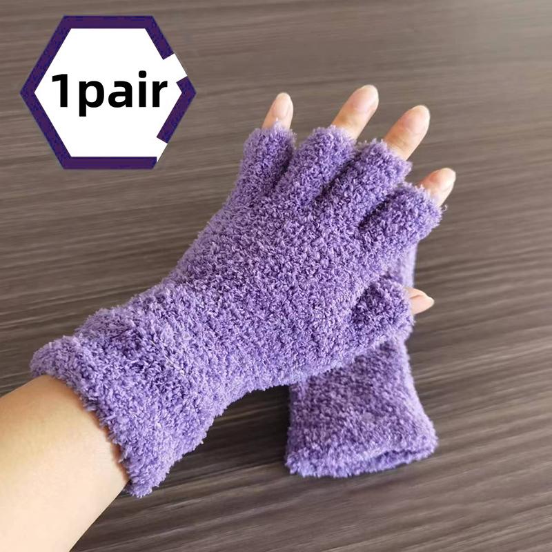 

1 пара Модные теплые перчатки из кораллового флиса для письма, милые минималистичные зимние подарки, перчатки с сенсорным экраном, студенческие, антипиллинговые светло-фиолетовый