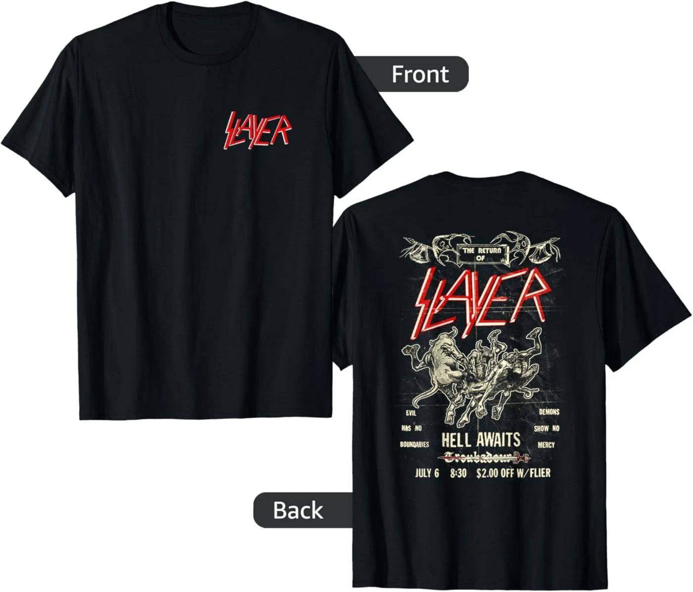 

(Спереди и сзади ) Slayer Логотип Винтажный Флаер Унисекс 100% Хлопок Футболка Мужские Футболки Топ XL