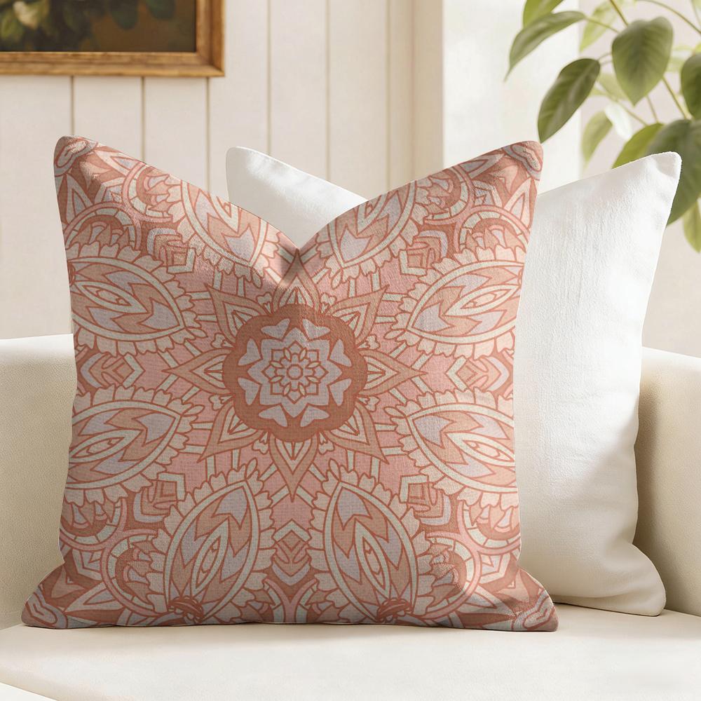 Mandala Böhmisch Ethnisch Kissenbezug Natürliche Leinen Doppelseitiger Druck Dekokissenbezug für Sofa Couch Heimdeko
