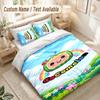 Cocomelon Cartoon Bedding Set, 1 Duvet Cover & 2 Pillowcases Soft Comfortable Bedroom Home Textile Decor