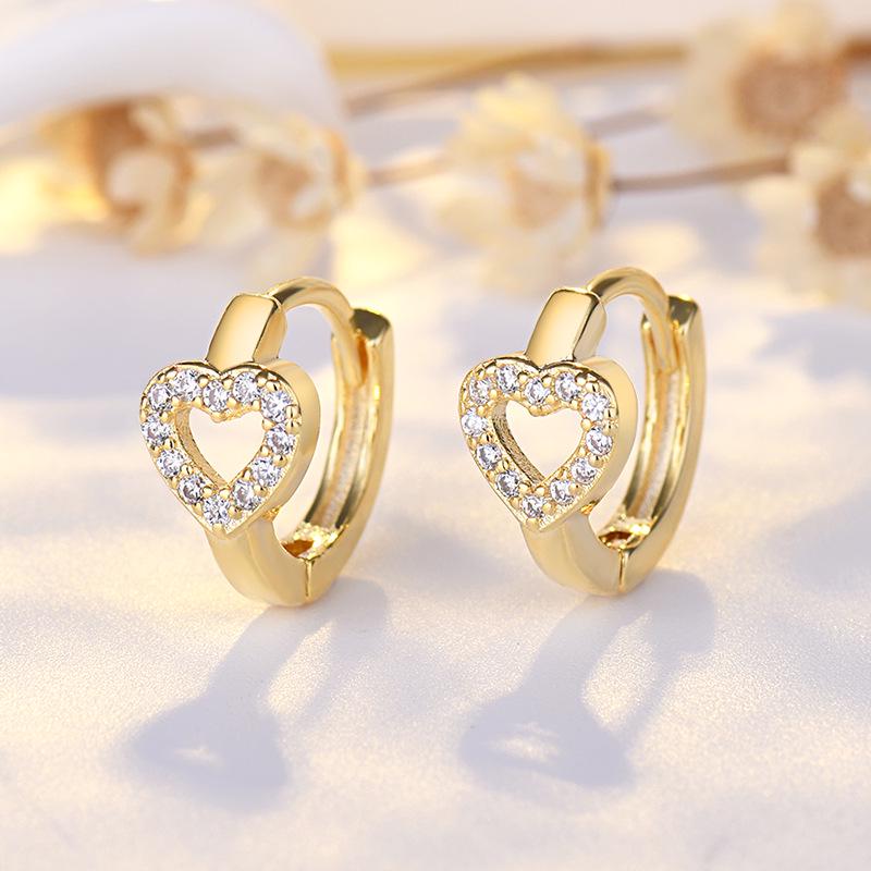 Korean Retro Geometric Heart S925 Sterling Silver Earrings