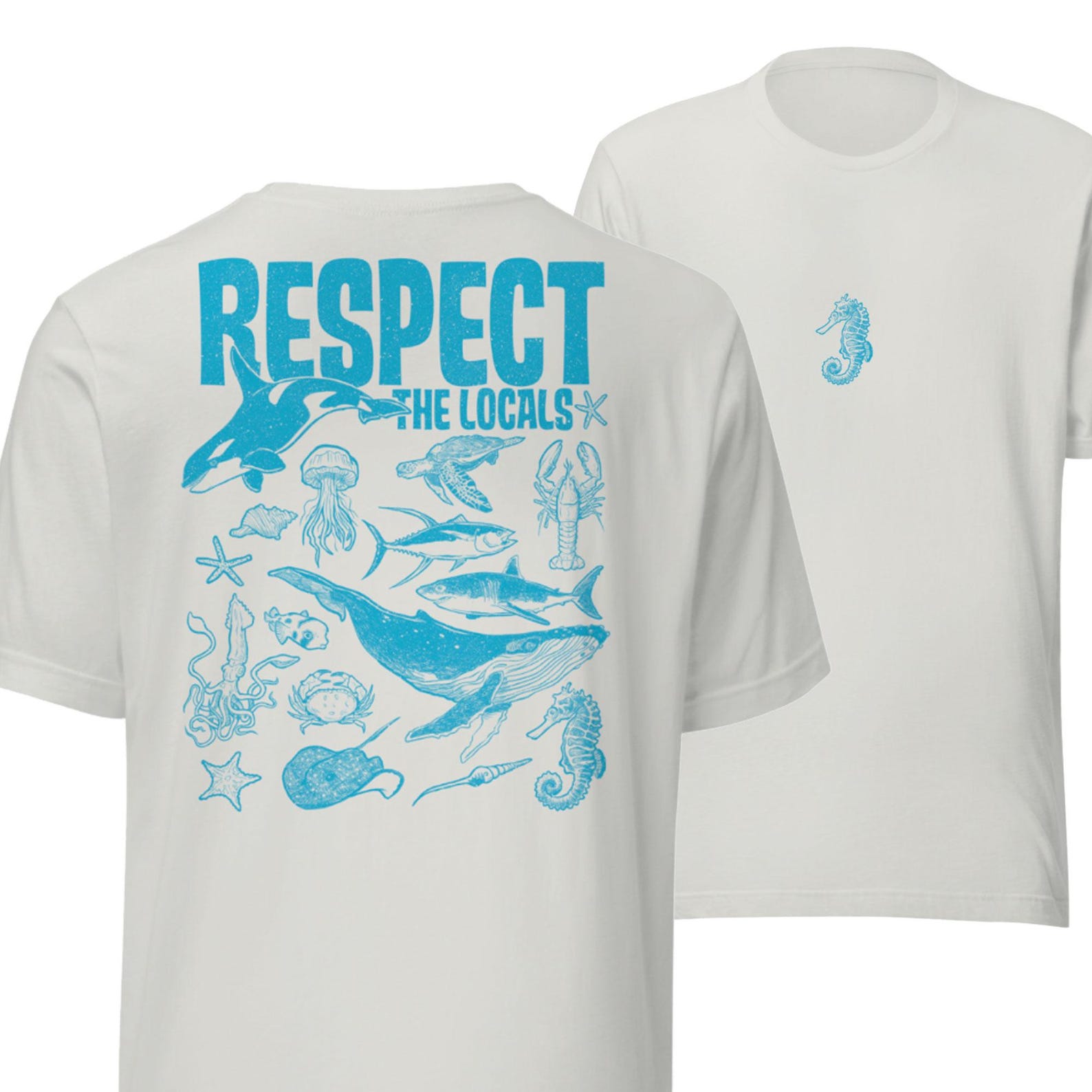 Respect the Locals Ocean Animals Shirt, Marine Life Tee 2XL