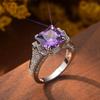 Retro Square Purple Stone Sterling Silver Rings for Women Created Imitation Blue Sapphire Princess Cut Rings Wedding
