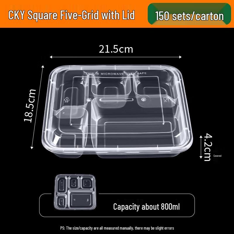 ZISIZ 5-Compartment Disposable Paper Takeout Containers
