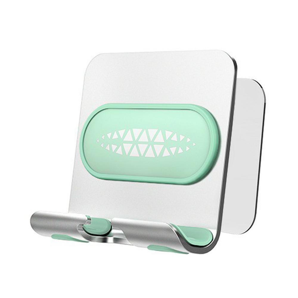 

B10 Wall Mount Phone Holder Punch-free Bathroom Adjustable Angle Tablet Stand Silver Green