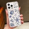 Conch Shark Pattern Clear Silicone Case For iPhone 16E 16 Pro 15 Pro Max 14 13 12 11 Diamond Frame Soft Shockproof Transparent Phone Cover